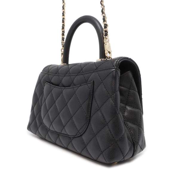 Chanel Handle Bag Caviar Shoulder Skin Matelasse Coco Black Mini - Picture 1 of 16